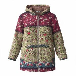 Gracila Floral Jacket with Faux Fur Lining Size Medim